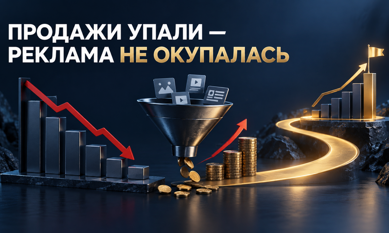 Иллюстрация кейса: Продажи упали на 47%, а реклама перестала окупаться: рост на 58% за 45 дней