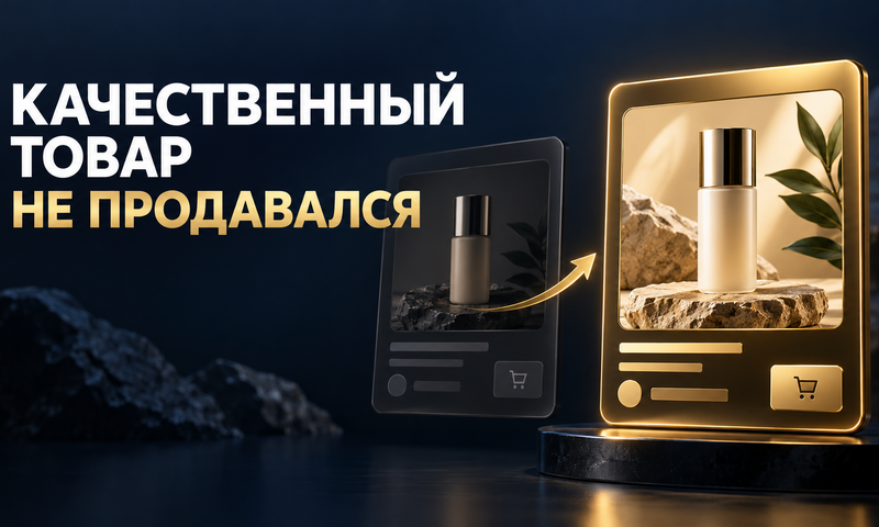 Иллюстрация кейса: Карточки не продавали, несмотря на качественный товар: конверсия +52% и выход в ТОП