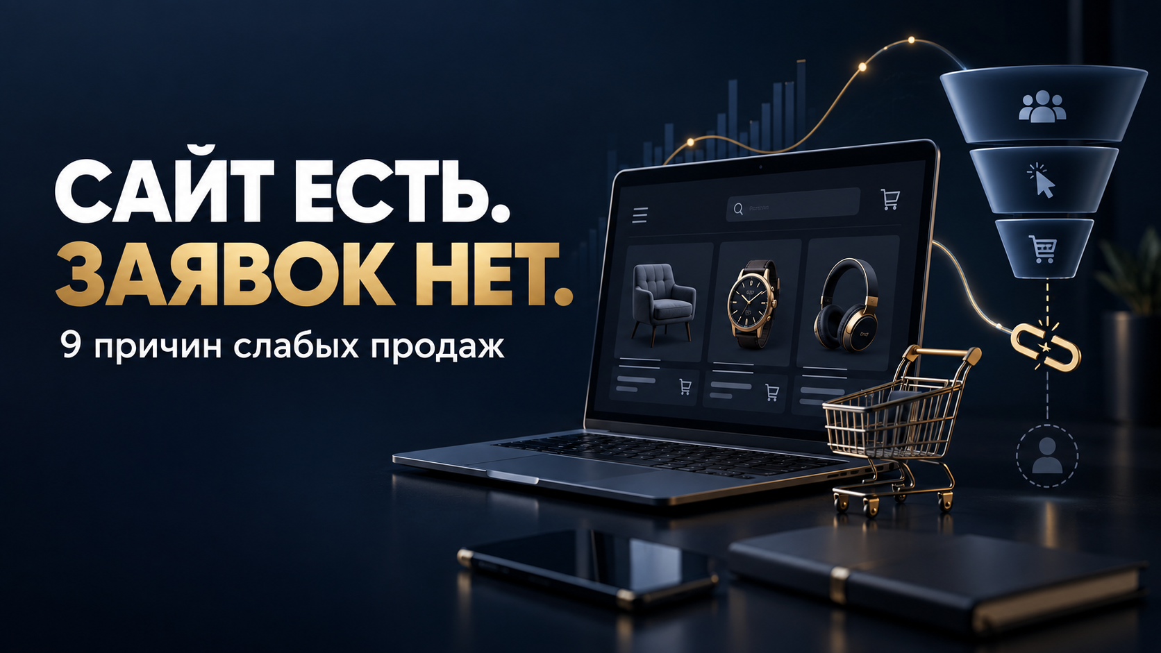 Владелец интернет-магазина анализирует причины отсутствия заявок